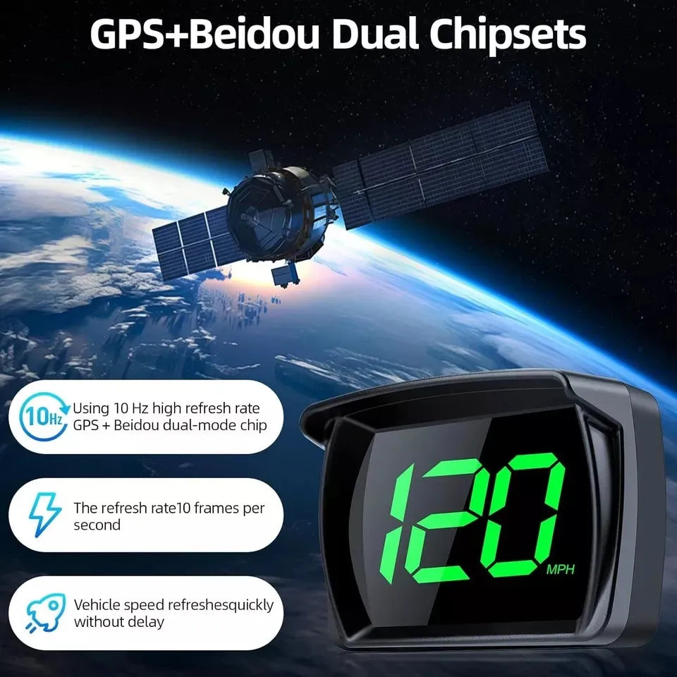NEW Universal Car GPS Digital HUD Speedometer Dual Chips KMH MPH Reminder Meter HD LCD Display Plug Play For All Vehicle PH043