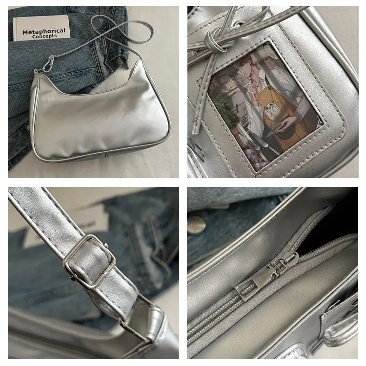 Y2k Harajuku Shoulder Bag Women Korean Transparent Ita Bag School Crossbody Bag Female Japanese Designer Preppy Handbag Purse