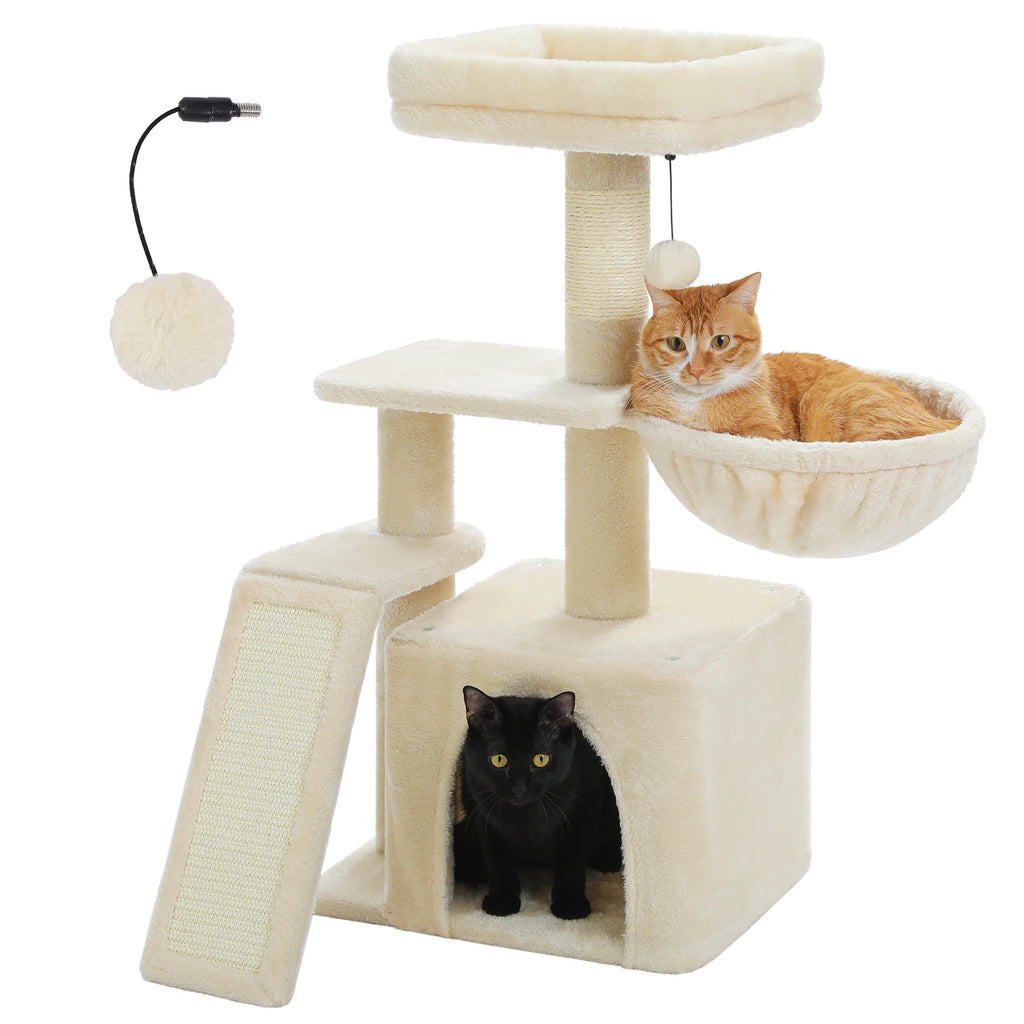 Cat Tree Cat Tower for Indoor Cats 2 Styles Cat Activity Tree with Cat Scratching Posts Big Hammock and Removable Top Perch Grey