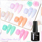 MEET ACROSS 7ml Cheese Glitter Sequins Gel Shimmer Candy Color Semi Permanent UV LED Gel For Nails Nail Art Hybrid Varnishes