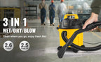 SucceBuy Wet Dry Vac 2.6 Gallon 2.5 Peak HP 3 in 1 Portable Shop Vacuum with Blowing Function  Attachment Storage for Floor