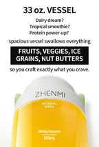 Holidays and Birthdays Blender for Shakes & Smoothies! ZHENMI BPA-Free Cordless Blender, 33oz, Ice Crushing, USB Rechargeable,