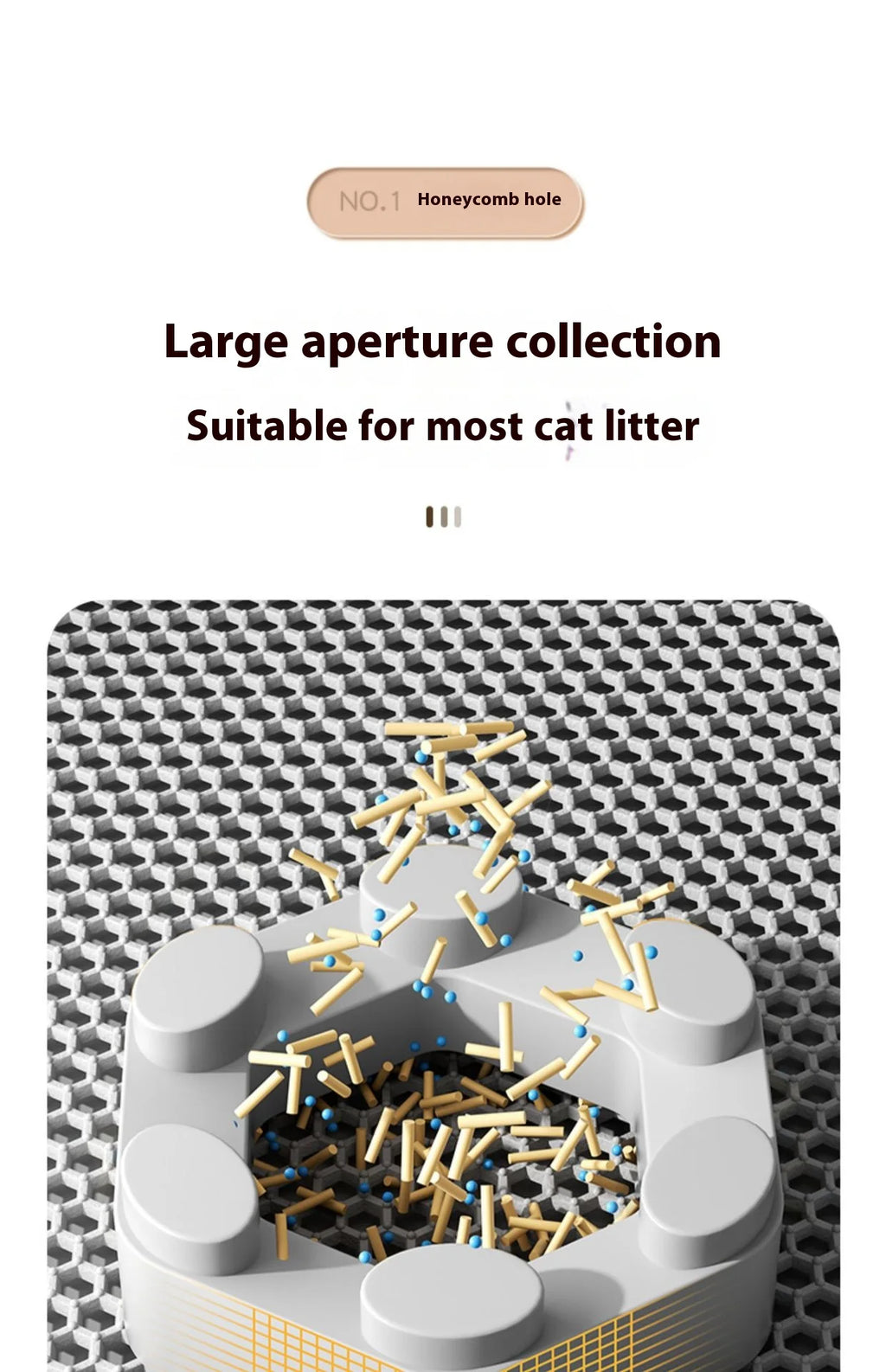 Cat Litter Mat 2-Layer Design Premium Sand Trapping Technology Waterproof Base Non-Slip Pet Floor Protector for Indoor Kittens