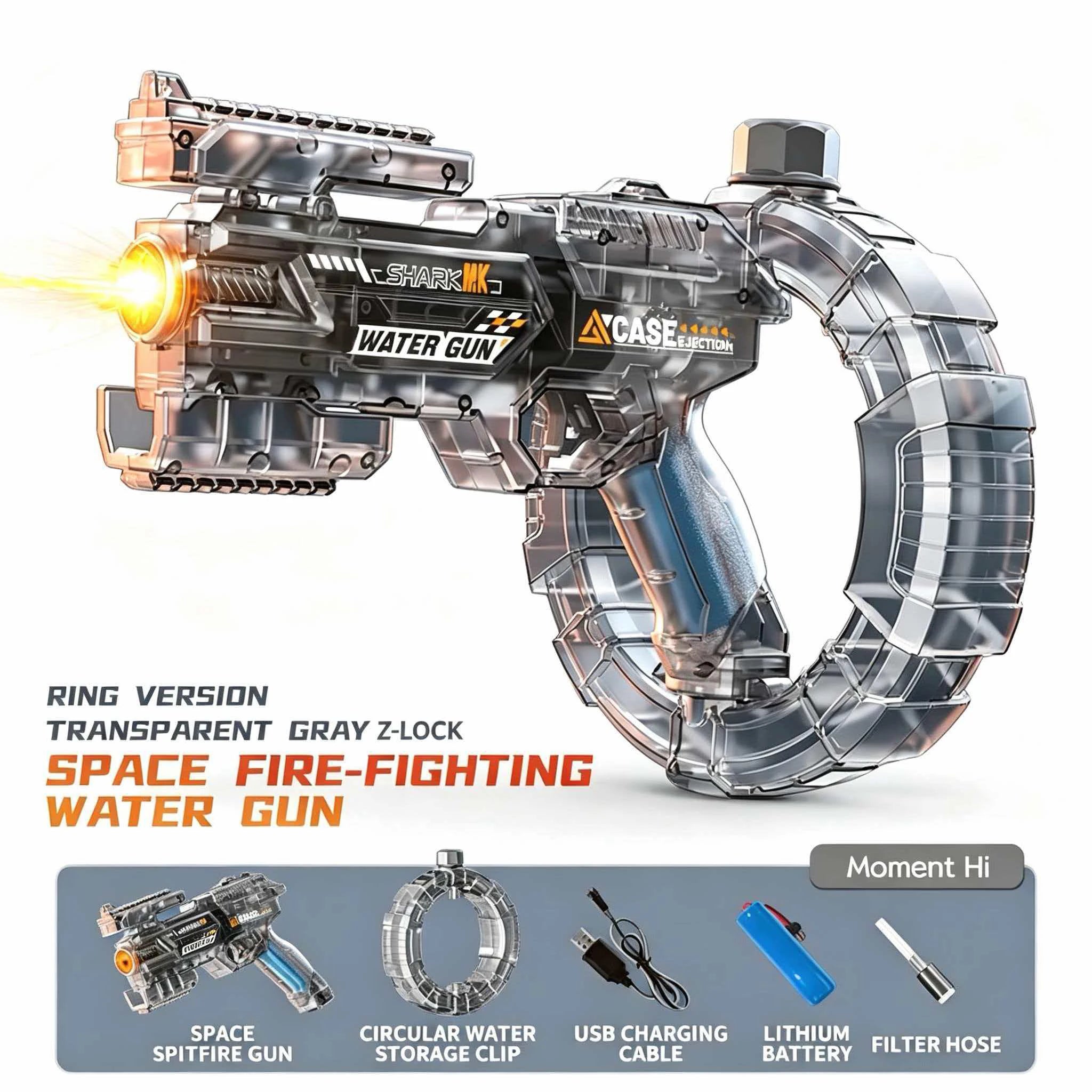 Simulated Firing and Recoil Electric Water Gun Toys Children Automatic Sensor Lights Water Pistol Summer Outdoor Beach Kids Toy