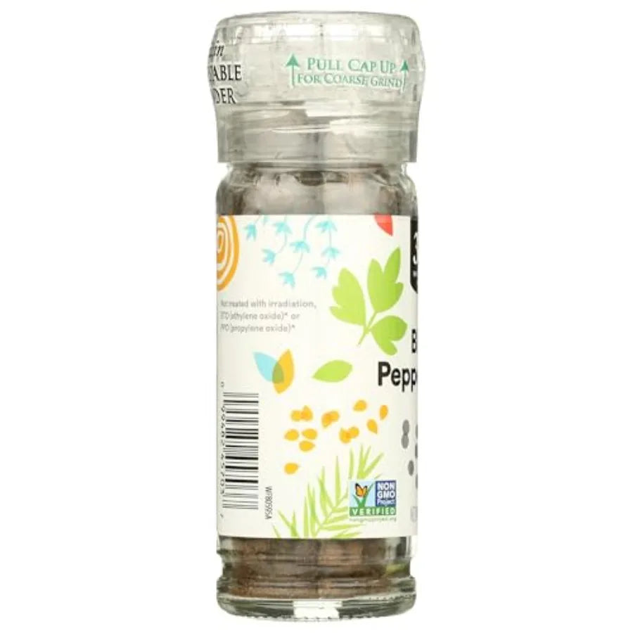 Black Peppercorn Grinder 1.55 Ounce Kitchen Spice Grinder Stainless Steel Black Durable Grinding Mechanism for Seasoning and Co