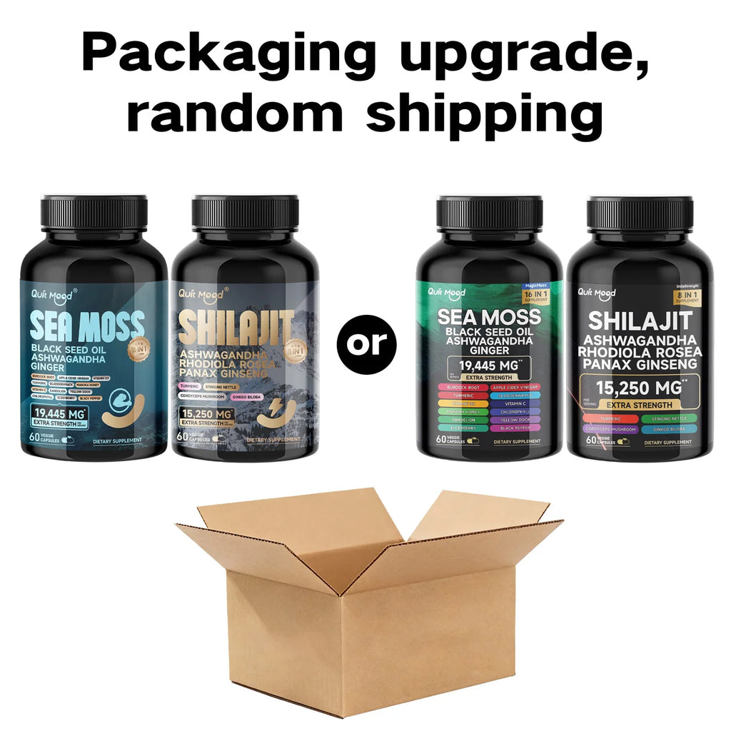 Bundle Sea Moss and Shilajit |High Potency Vitality Combo - Ashwagandha Turmeric Bladder, Burdock 2000 Mg & Ginger, Vitamin C