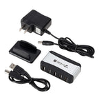 EU/US Plug USB Hub 7 Ports Splitter USB 2.0 Plug and Play Support 1.5/12/480Mbps with Power Adapter for PC Computer and Laptop