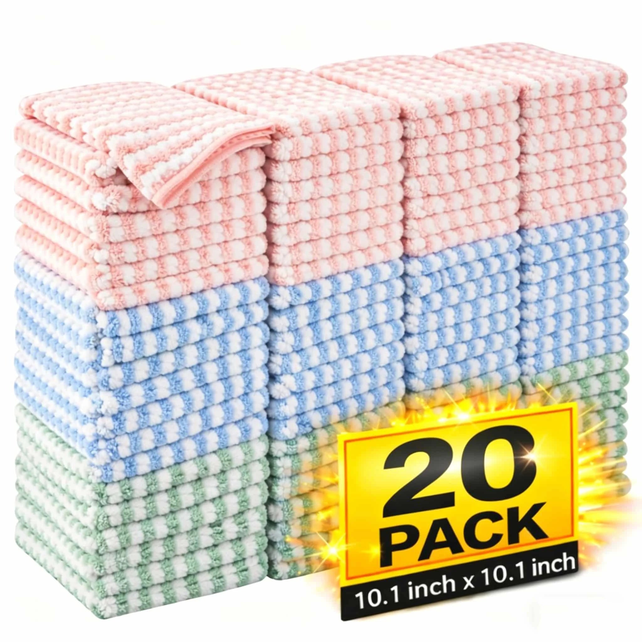 30-pack Non-stick, Sewage-resistant, Corrugated Microfiber Kitchen Cloths - Household Cleaning Cloths