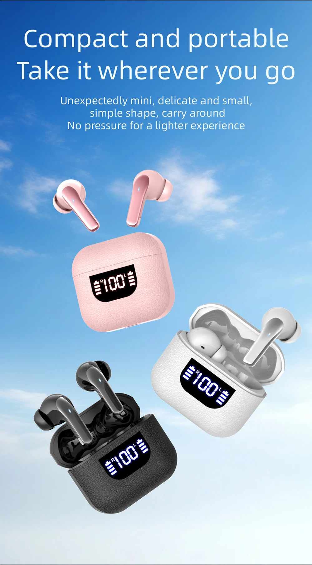 K07 Wireless Earphones Bluetooth Active Noice Cancellation Wireless Earbuds Bluetooth 5.3 Headphones TWS with LED Display
