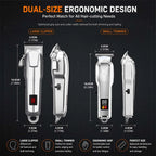 Professional Cordless Hair Clipper Set with LCD Display, USB Rechargeable Hair Trimmer Kit Grooming Kit for Home and Salon Use