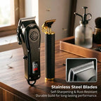 Professional Hair Clippers with LED Display, Cordless Rechargeable Trimmer & T-Blade Shaver for Men, Balding Grooming Kit