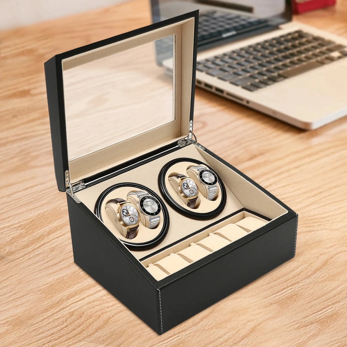 4+6 Watch Winder Automatic Watches Shaker PU Leather Mechanical Watch Box Watch Jewelry Display Box Storage Case