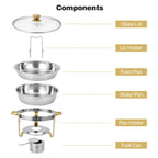 2/4 Pack Chafing Dish Buffet Set, 5QT Buffet Servers and Warmers, Round Catering Warmer with Glass Lid & Lid Holder for Party