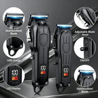 Professional Hair Clipper and Trimmer Set Rechargeable Electric Haircut Machine with LCD Display Barber Shears Grooming Kit for Men,Holiday Gift For Men