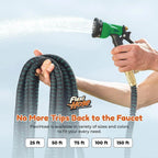 Upgraded Version of 100 Foot Non Retractable Garden Hose, Equipped with 10 Spray Mode Nozzles, lightweight and Flexible, anti Winding, with 3/4 inch Brass Joint, Explosion-Proof and Durable, Suitable for Outdoor Courtyards, L