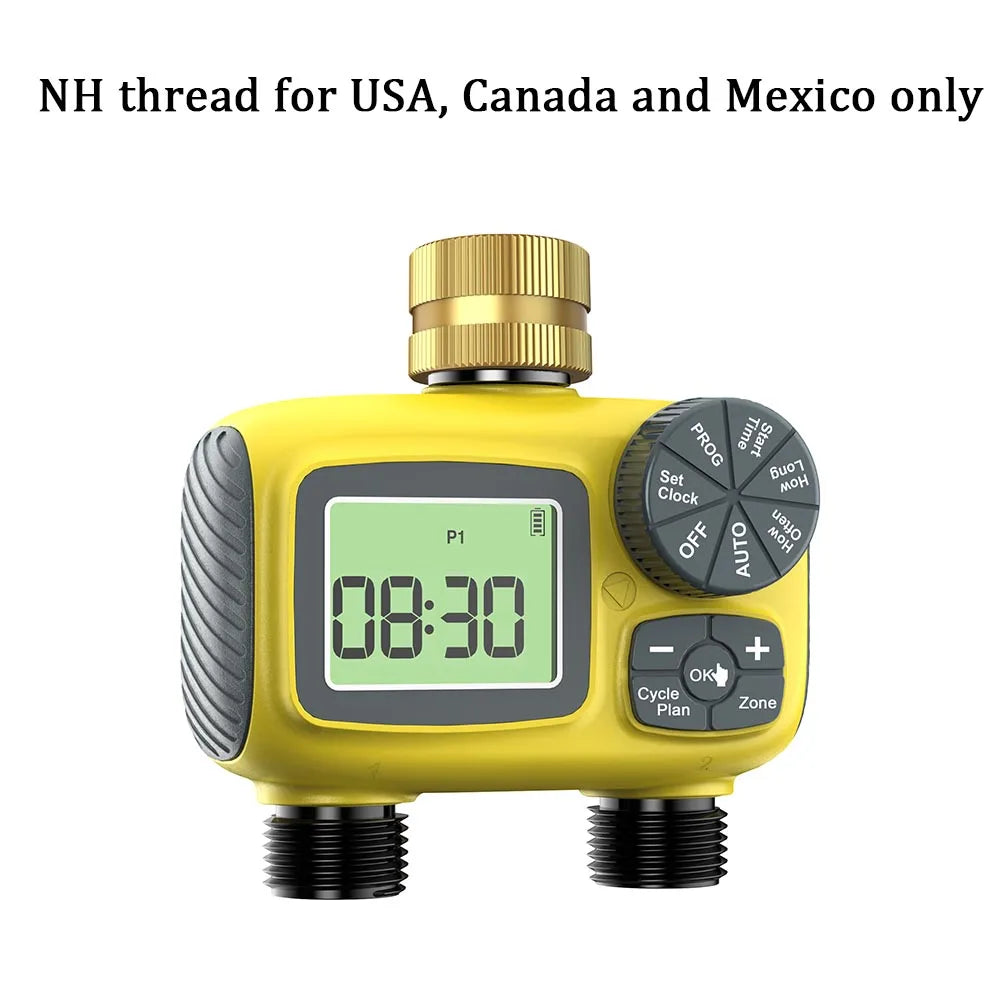 Insoma Dual Outlets Water Timer Home Garden Automatic Watering Irrigation System with Brass Inlet for Outdoor