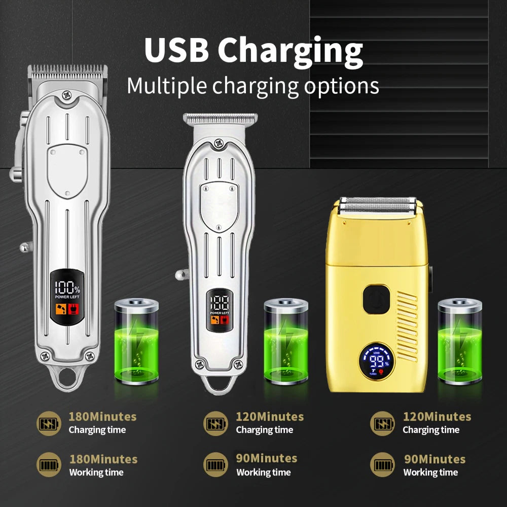 Hair Clippers Electric Razor Shavers for Men USB Rechargeable Clippers and Trimmer Beard Trimmer Barber Kit Professional Clipper