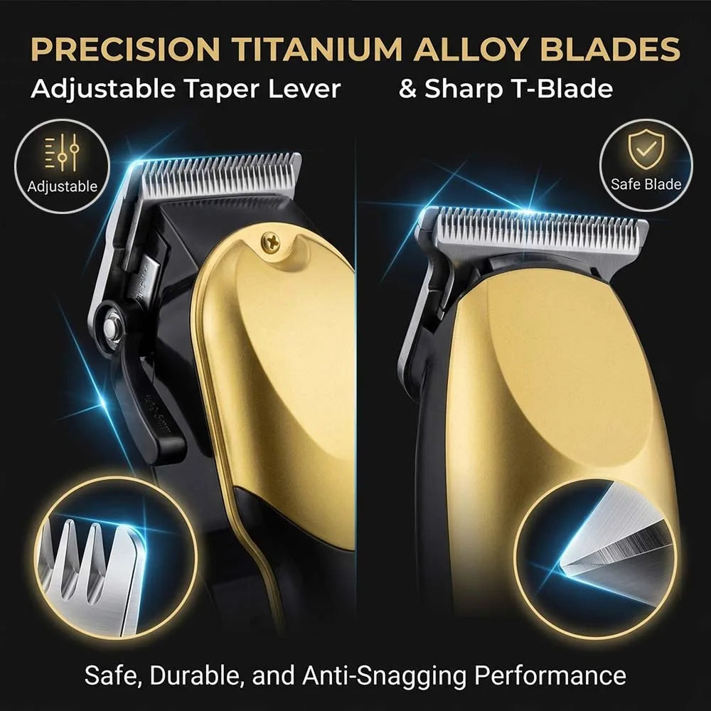 Professional Hair Clipper Set for Men, Rechargeable Cordless Hair Trimmer with LCD Display, 1pc/2-in-1/3-in-1 Grooming Kit with Foil Shaver & T-Blade Trimmer, Barber Haircut Machine with Accessories