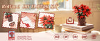 Rolife Artificial Flower Wooden 3D Puzzle Poinsettia DIY Model Building Kit for Home Decor Mother's Day Valentine's Day Gifts