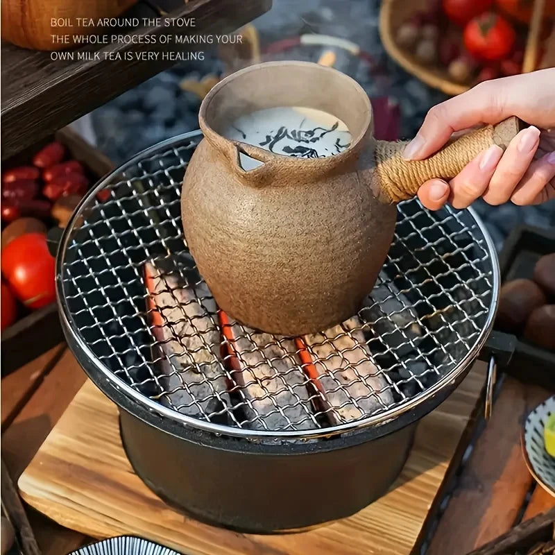 Zoe Cast Iron Oven Fireplace Charcoal And Alcohol Stove Barbecue Family Outdoor Picnic Water Tea Boiling Stove Garden Camping