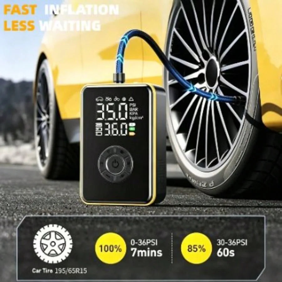 Tire Inflator Portable Air Compressor,150 PSI Cordless Mini Air Bike Auto Shut-Off Pump with Digital Display Pressure Gauge, Fast Inflation & LED Light for Car Tires,Motorcycles,Bikes,Balls