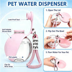Portable Foldable Pet Water Bottle, Leak-Proof Outdoor Dog and Cat Drinking Bowl, with Lanyard and Hook, Compact, Pet Feeder
