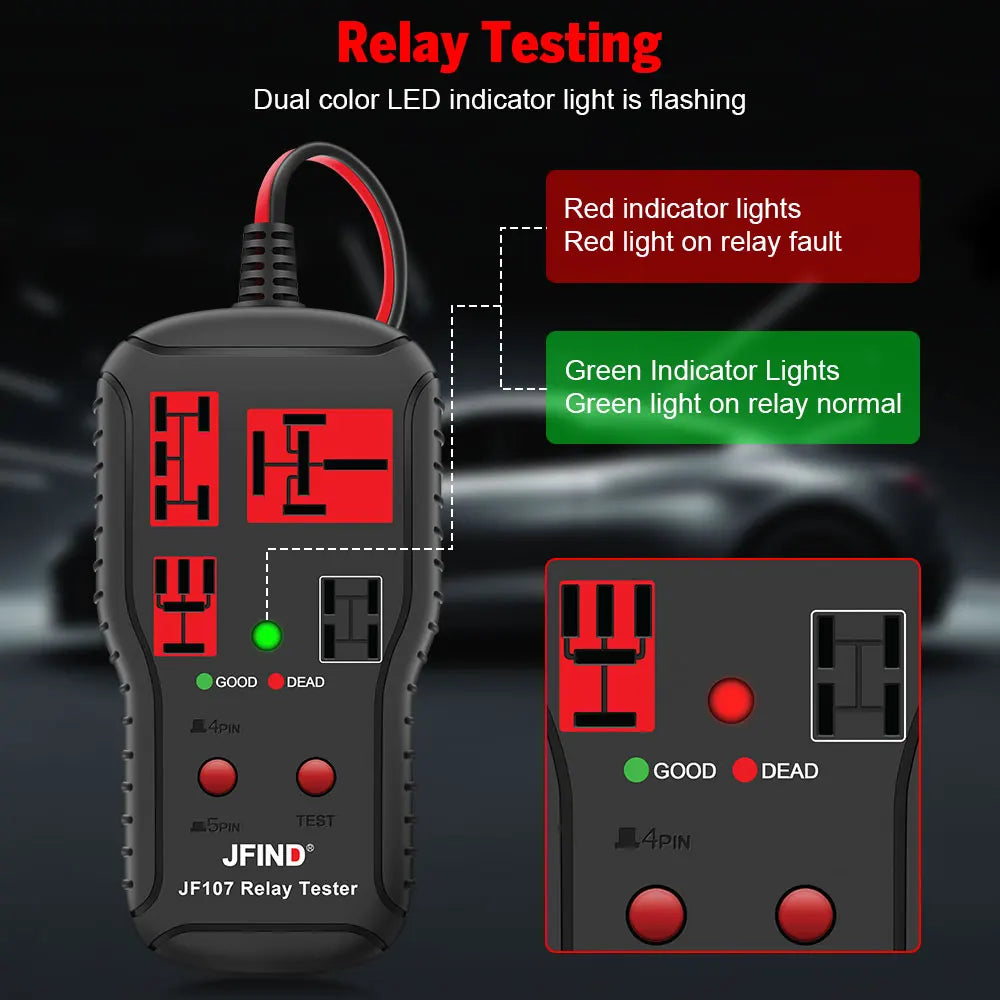 Car Relay Tester Diagnostic Tools 12V-24V Voltage Tester Battery Automotive LED Indicator Relay Detection Diagnostic Checker