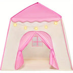 JOYFY Pink Princess Tent for Girls with LED Star Lights Large Playhouse Kids Castle Play Tent for Children Indoor Outdoor Games