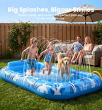 Inflatable Tanning Pool Lounger Float with Sprinkler, X-Large Pool Floats with Auto Spray Cooling, 6 in 1 Sunbathing Lounge Floatie Raft Toys, Blow Up Pool Tanning Bed for Adults Kids Gifts