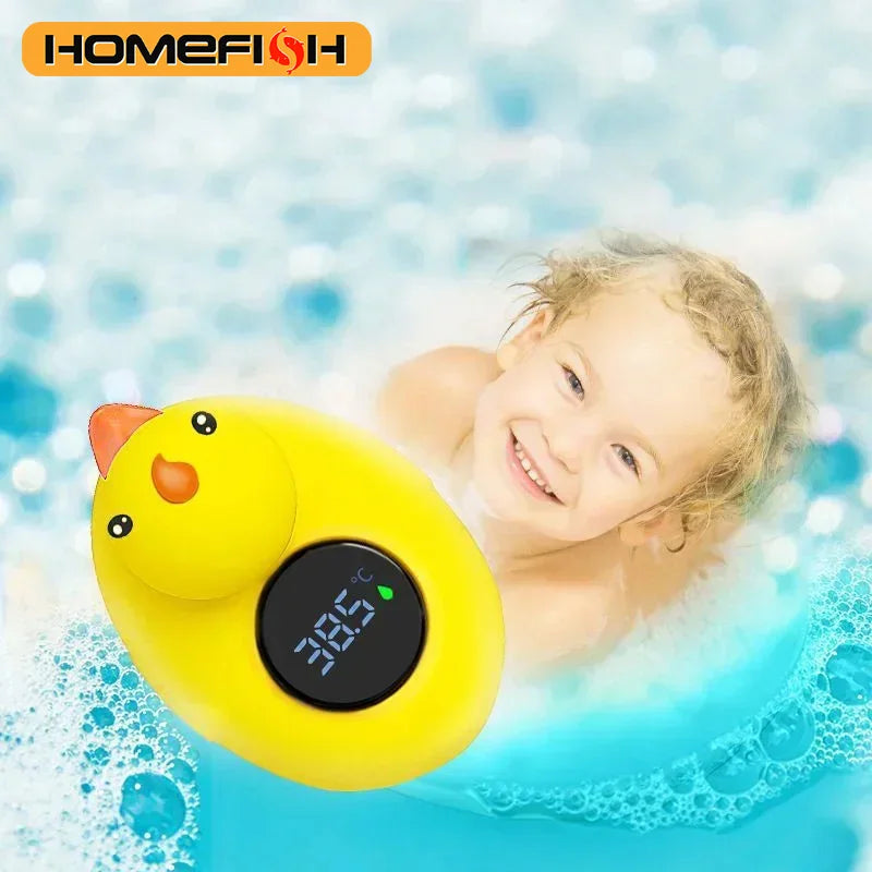 HOMEFISH Little Yellow Duck Baby Bath Thermometer Waterproof Floating Temperature Sensor Safe Shower Water Indicator for Babies