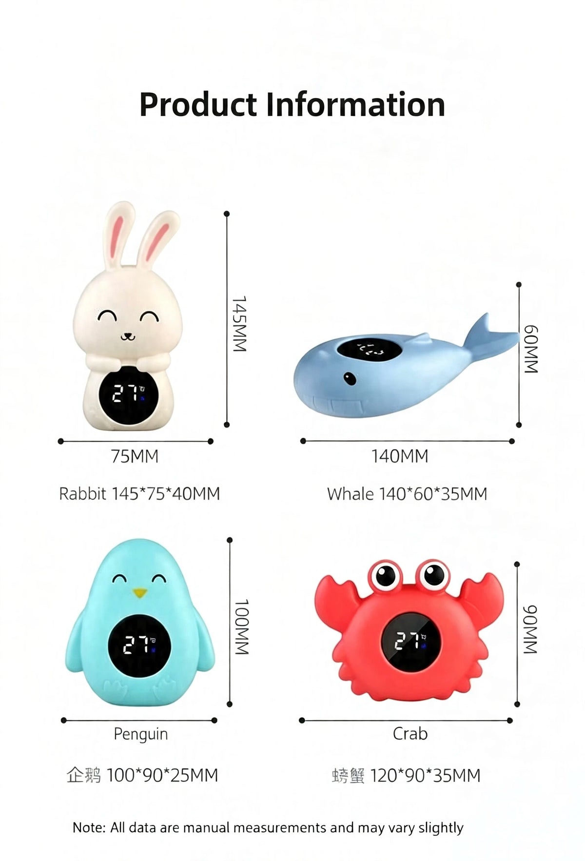 Baby Bath Water Thermometer Fit Newborn Infant, Digital Waterproof Shower Temperature Gauge Cute Cartoon Floating Thermometer Fo