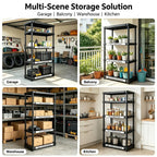 4 & 5 Tier Plastic Storage Shelving Unit, Heavy Duty Black PP Utility Rack, 3 Sizes Available Waterproof Organizer for Garage Kitchen Basement Laundry Pantry