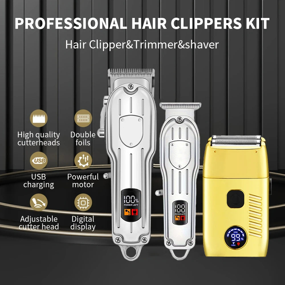 Hair Clippers Electric Razor Shavers for Men USB Rechargeable Clippers and Trimmer Beard Trimmer Barber Kit Professional Clipper
