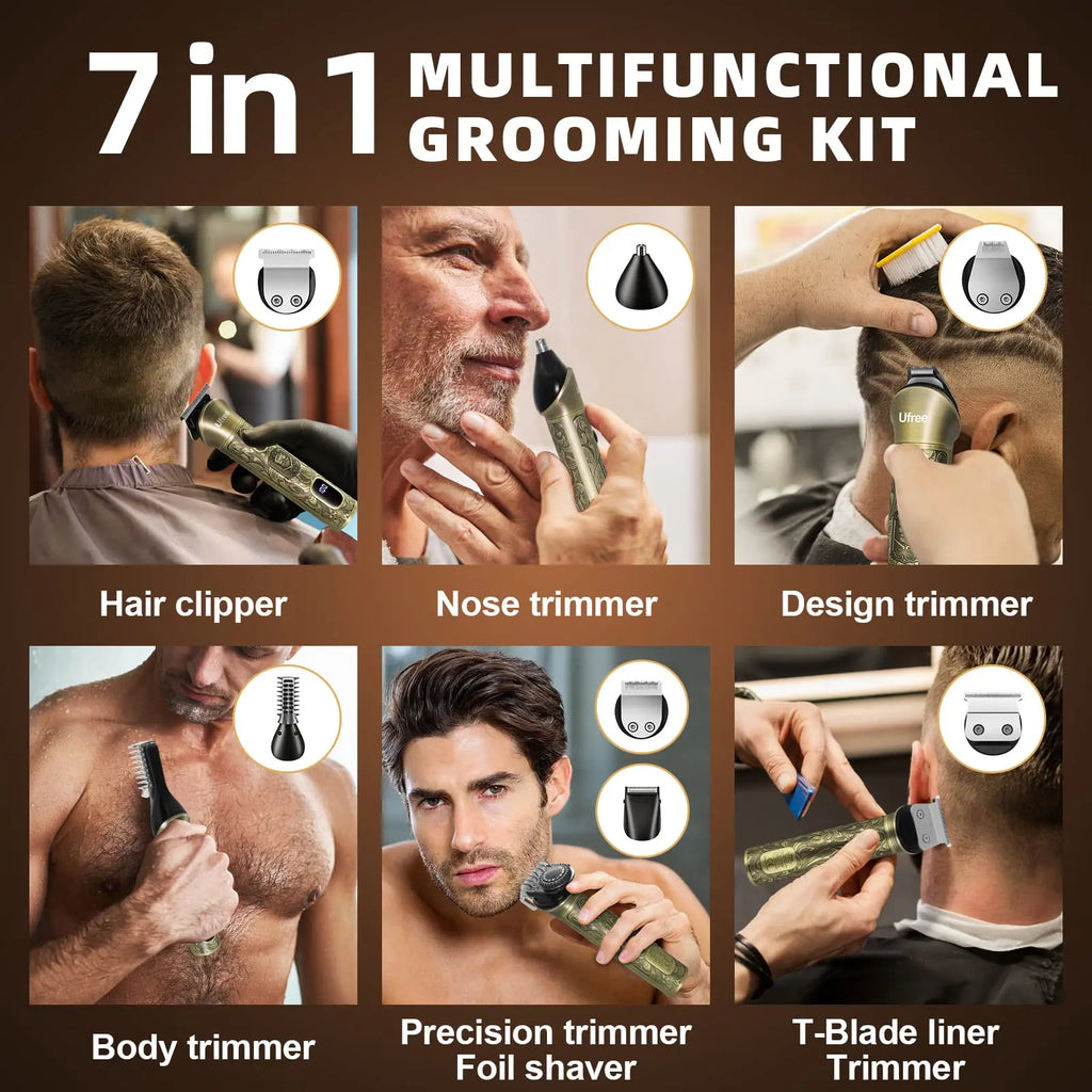 Ufree Beard Trimmer for Men, Electric Razor Shaver, Cordless Hair Clipper Shaving Kit for Mustache Body Nose Ear Hair Facial, Ad