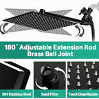 Matte Black Dual Shower Head System,11 Inch Rain Shower Head with 180° Adjustable Extension Arm,3‑Modes Anti‑Low‑Pressure Handheld Shower with Sand Filter,No Drill Adhesive Bracket Complete Bathroom Shower Kit for ever