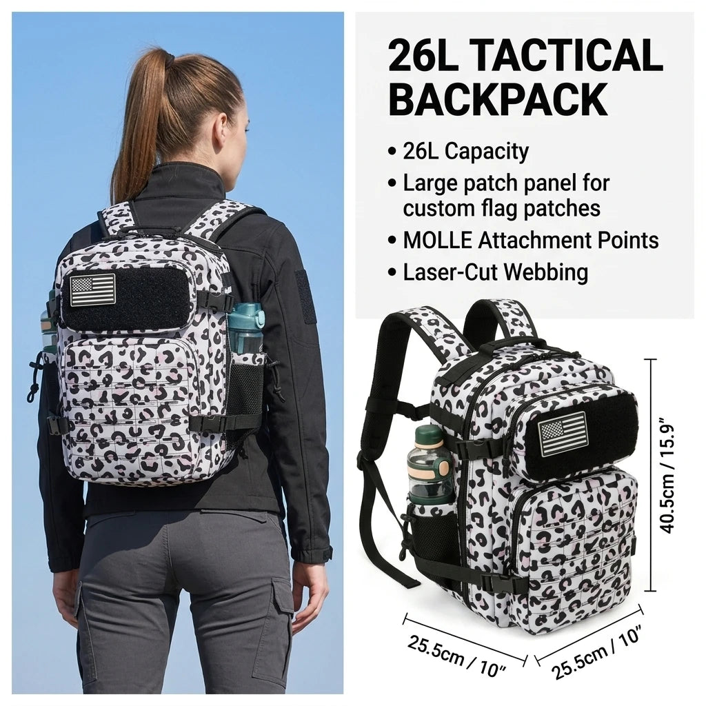 26L Tactical Backpack Men Women MOLLE Outdoor Survival Fitness Hiking Rucksack With Dual Double Cup Holders Camping