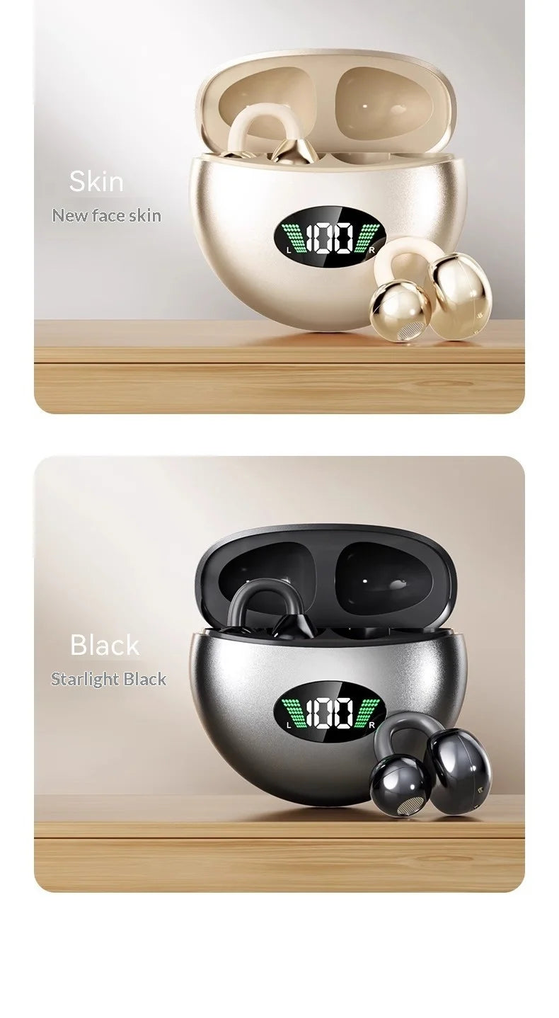 Premium Wireless Bluetooth Earbuds Clip-on Earphones Sound Quality Long Battery Life Perfect for Sports Headphones With Mic