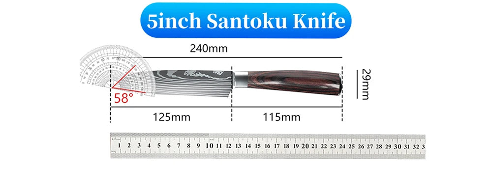 9 Types of Stainless Steel Kitchen Knife, Japanese Chef Knife, Meat Cleaver, Santoku, Bread, Boning, Slicing, Fruit Knife with Gift Box