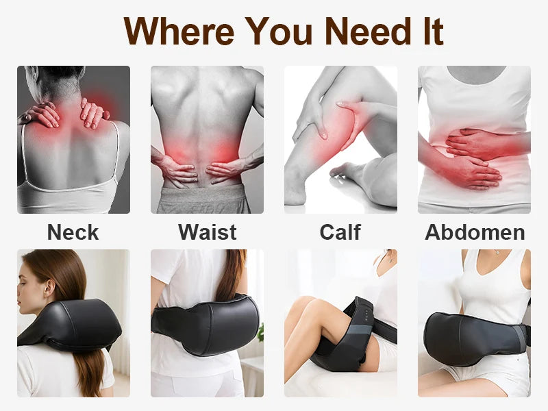 Leercon Shiatsu Neck and Shoulder Massager Heated Back Massager U Shape Deep Kneading Electric Massage Pillow For Neck Waist Leg Body