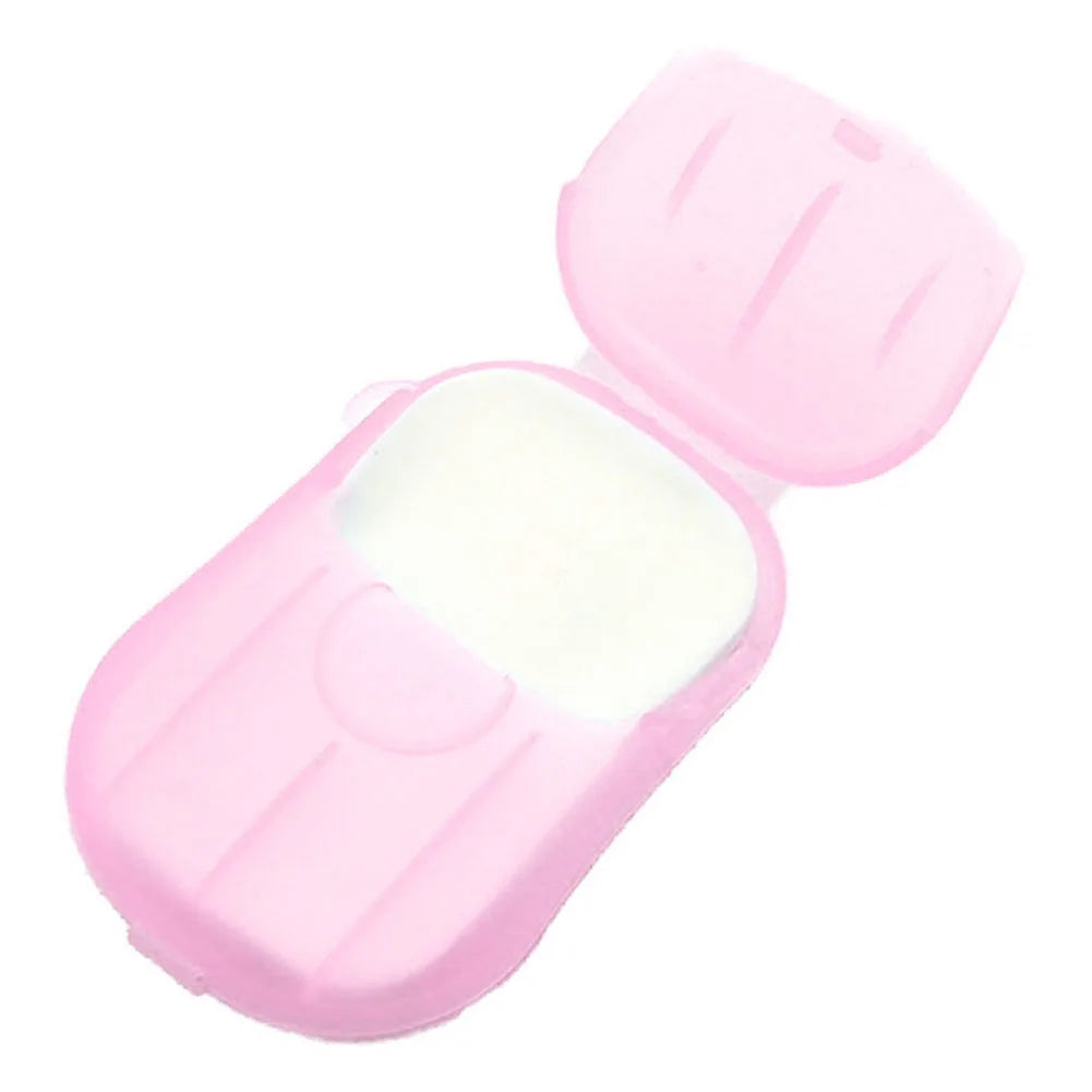20Pcs Disposable Travel Soap Paper Sheets Skin Friendly Mini Paper Soap Sheets with Box Paper Soap for Camping Hiking