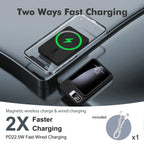 2-in-1 Wireless Magnetic Power Bank Fast Charging Portable PD 22.5W 10000mAh LED Power Display for iPhone 17/16/15/14 Samsung