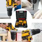 24-Piece Set Dual-Speed Dual-Battery Charger Lithium Drill Kit with LED Light And Carry Case - Electric Screwdriver with Tool Bo