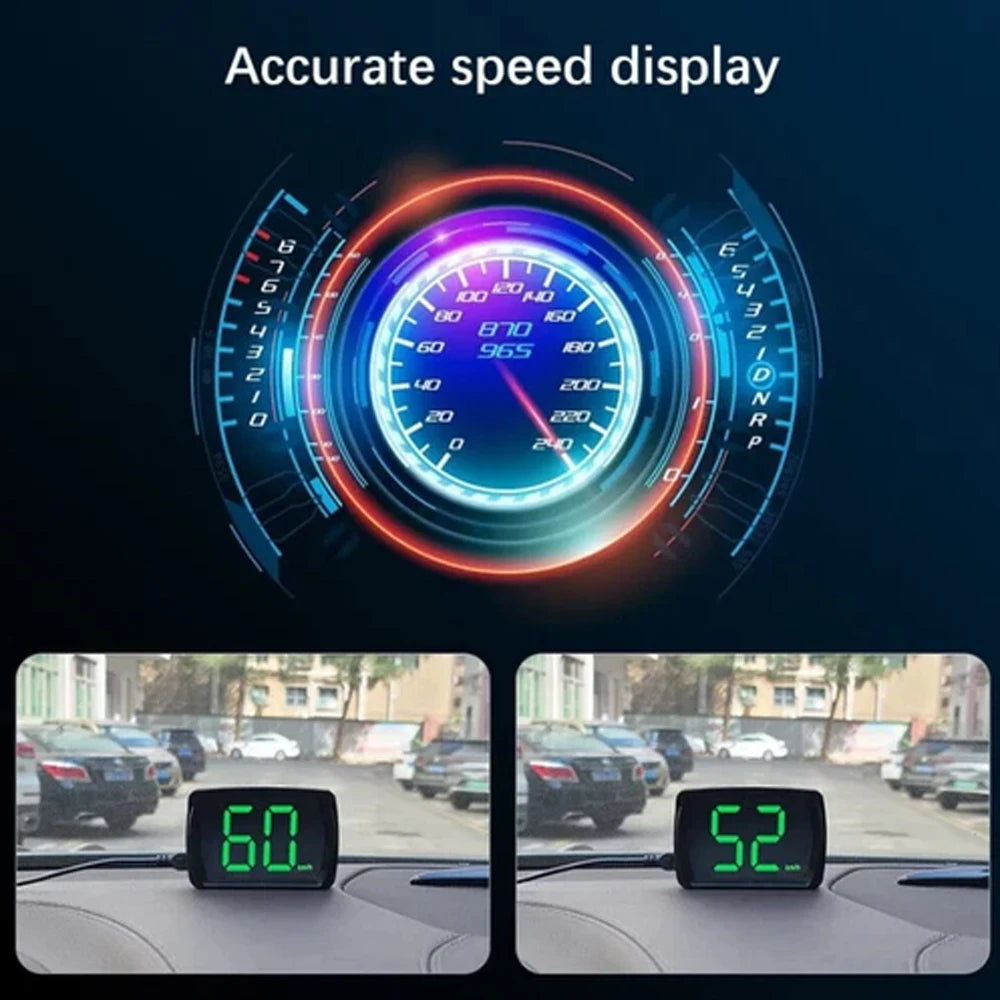 NEW Universal Car GPS Digital HUD Speedometer Dual Chips KMH MPH Reminder Meter HD LCD Display Plug Play For All Vehicle PH043