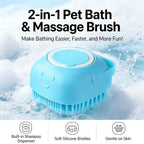 2-In-1 Pet Bath & Massage Brush With Shampoo Storage Silicone Dog Cat Grooming Tool For Puppy Kitten Sensitive Skin