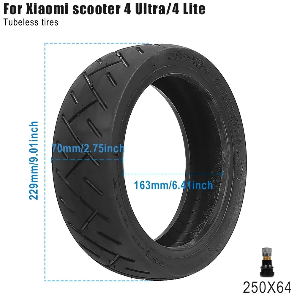 Electric Scooter 10 Inch 250x64 Tubeless Tire  for Xiaomi 4 Ultra 4 Lite City Road 250*64 Anti puncture Replacement Tyre