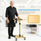 Heavy-Duty Adjustable Height Salon Cart with Large Aluminum Tray Mobile Service Trolley for Home Tattoo SPA
