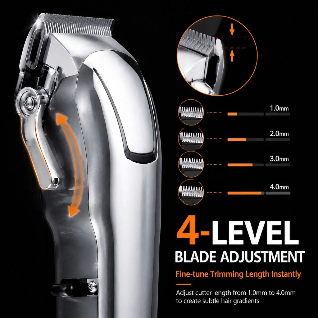 Professional Cordless Hair Clipper Set with LCD Display, USB Rechargeable Hair Trimmer Kit Grooming Kit for Home and Salon Use