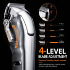 Professional Cordless Hair Clipper Set with LCD Display, USB Rechargeable Hair Trimmer Kit Grooming Kit for Home and Salon Use