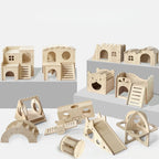 Bite resistant golden bear wooden toy swing seesaw rainbow house rainbow bridge hamster solid wood decoration home