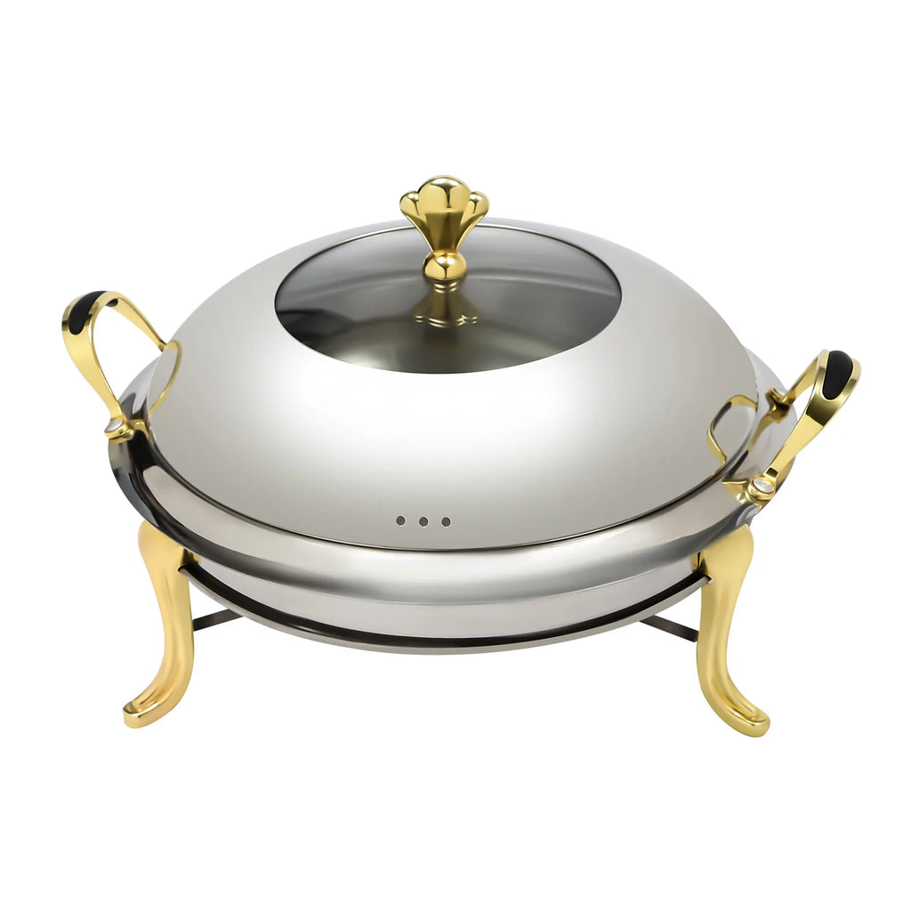 2.5L/2.64QT Round Chafing Dish Buffet Set Stainless Steel Servers Warmers with Visible Window & Fuel Holders Warming Tray for Hotels Buffets Restaurants Family Gatherings 36*36*23cm